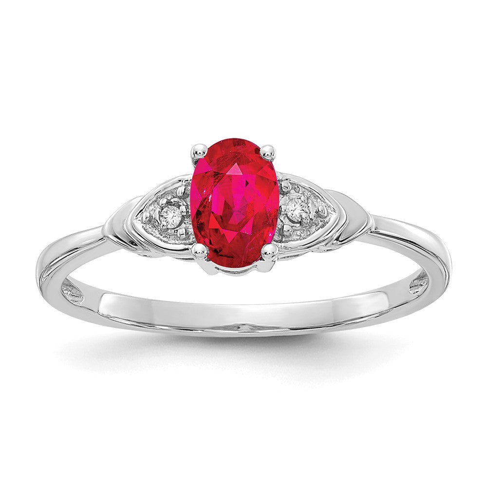 14k White Gold Ruby and Real Diamond Ring