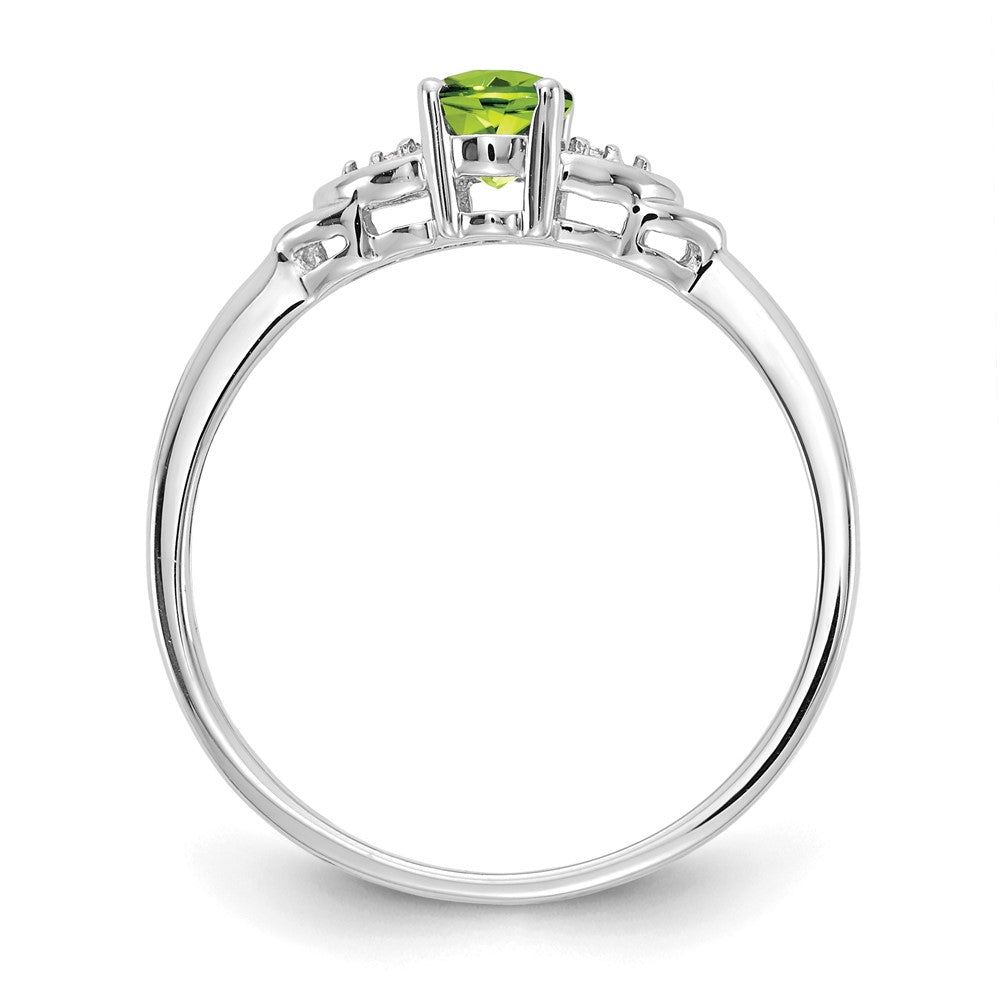 Solid 14k White Gold Simulated Peridot and CZ Ring