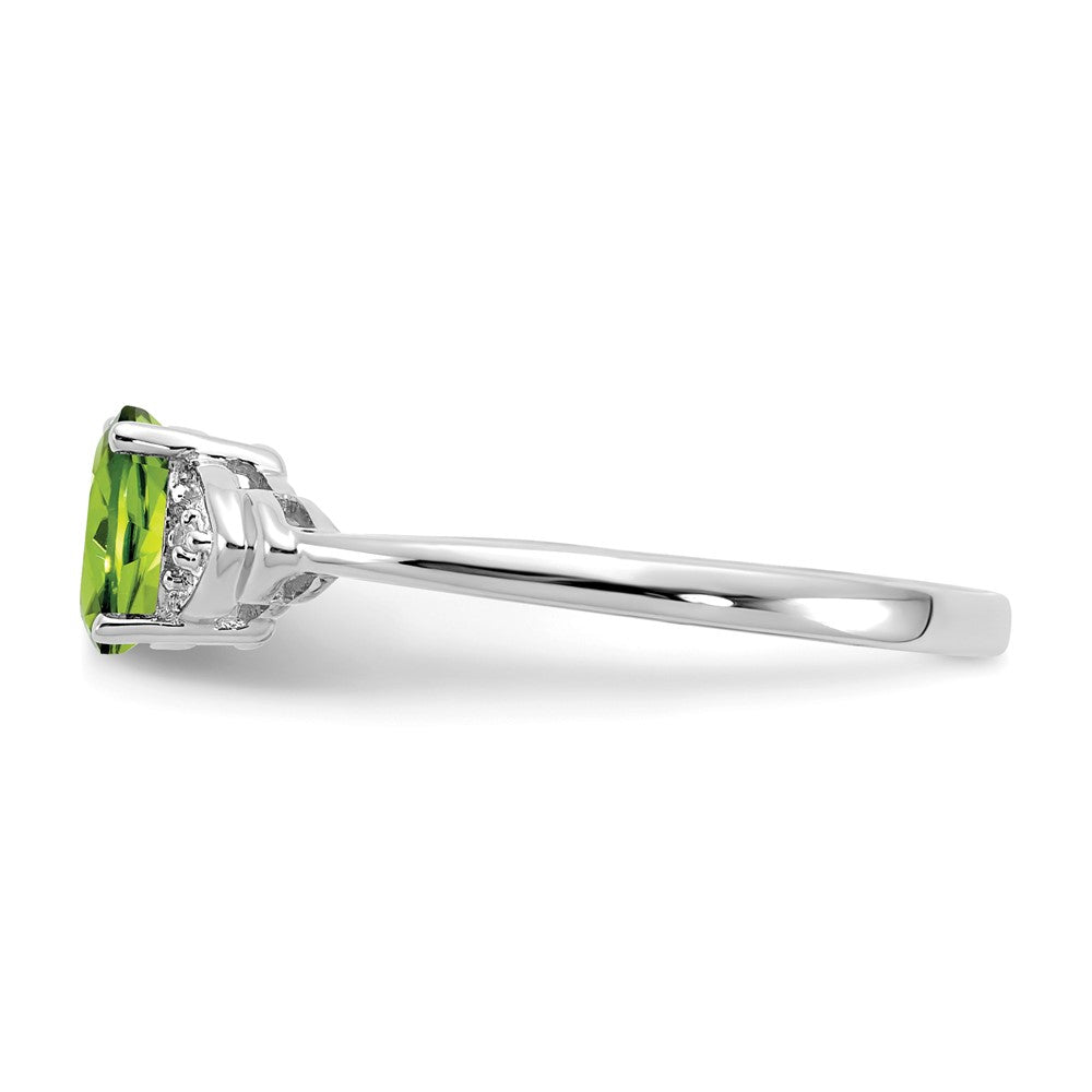 Solid 14k White Gold Simulated Peridot and CZ Ring