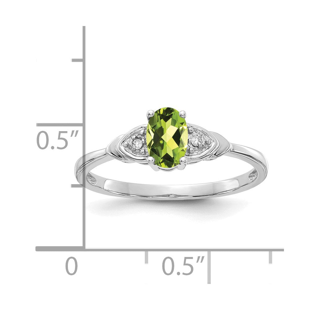 Solid 14k White Gold Simulated Peridot and CZ Ring