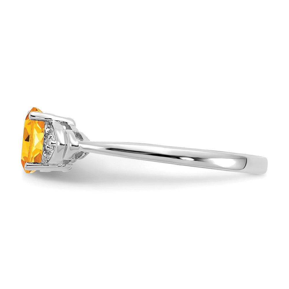 14k White Gold Citrine and Real Diamond Ring