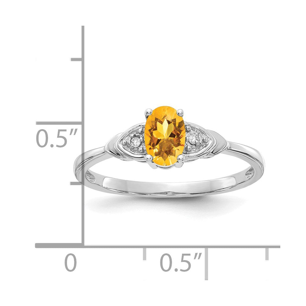 14k White Gold Citrine and Real Diamond Ring