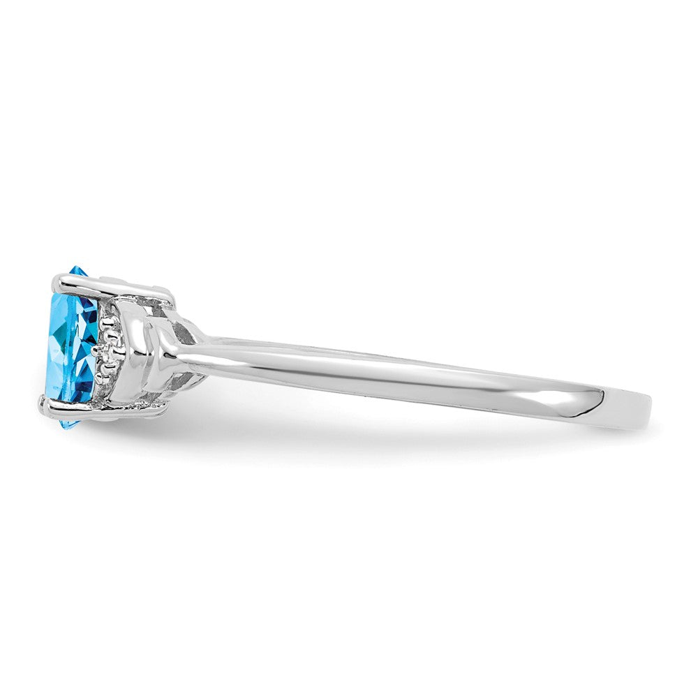 14k White Gold Blue Topaz and Real Diamond Ring