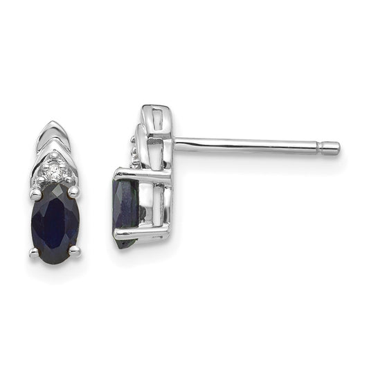 14k White Gold Sapphire Diamond Earring