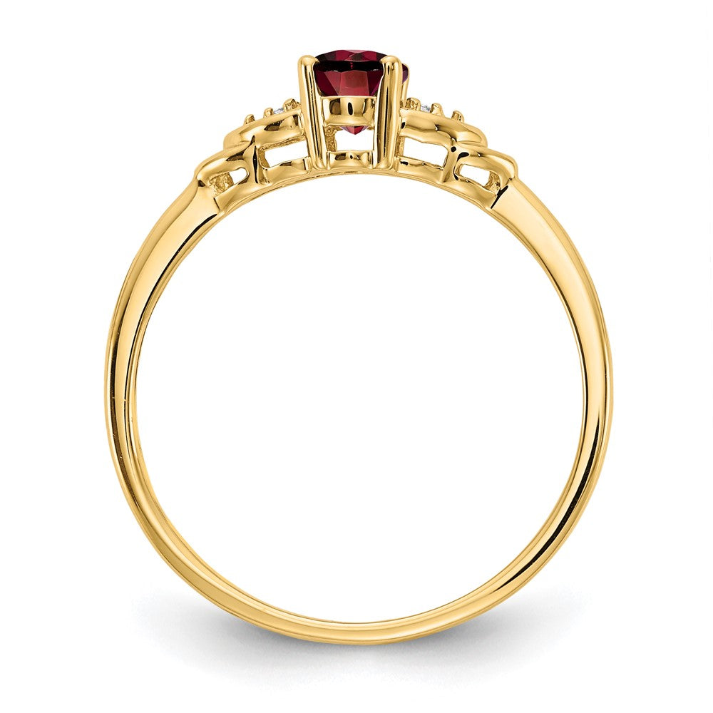 14K Yellow Gold Garnet and Real Diamond Ring