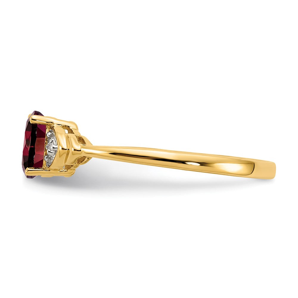 14K Yellow Gold Garnet and Real Diamond Ring