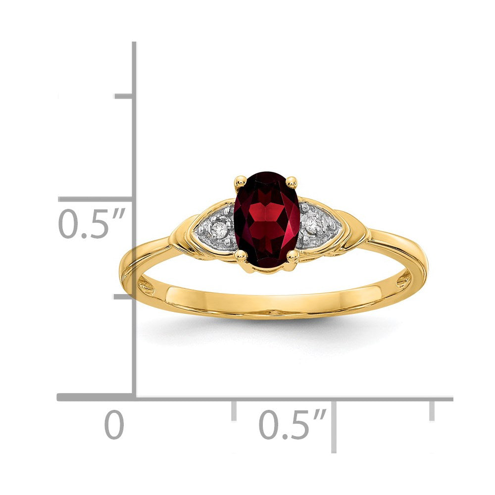 14K Yellow Gold Garnet and Real Diamond Ring