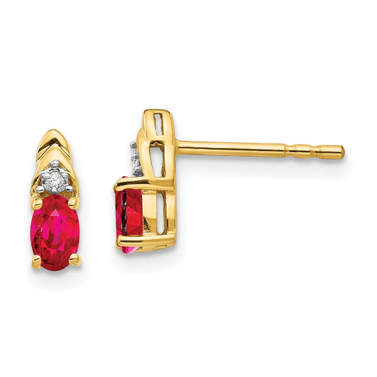 14K Diamond and Ruby Earrings