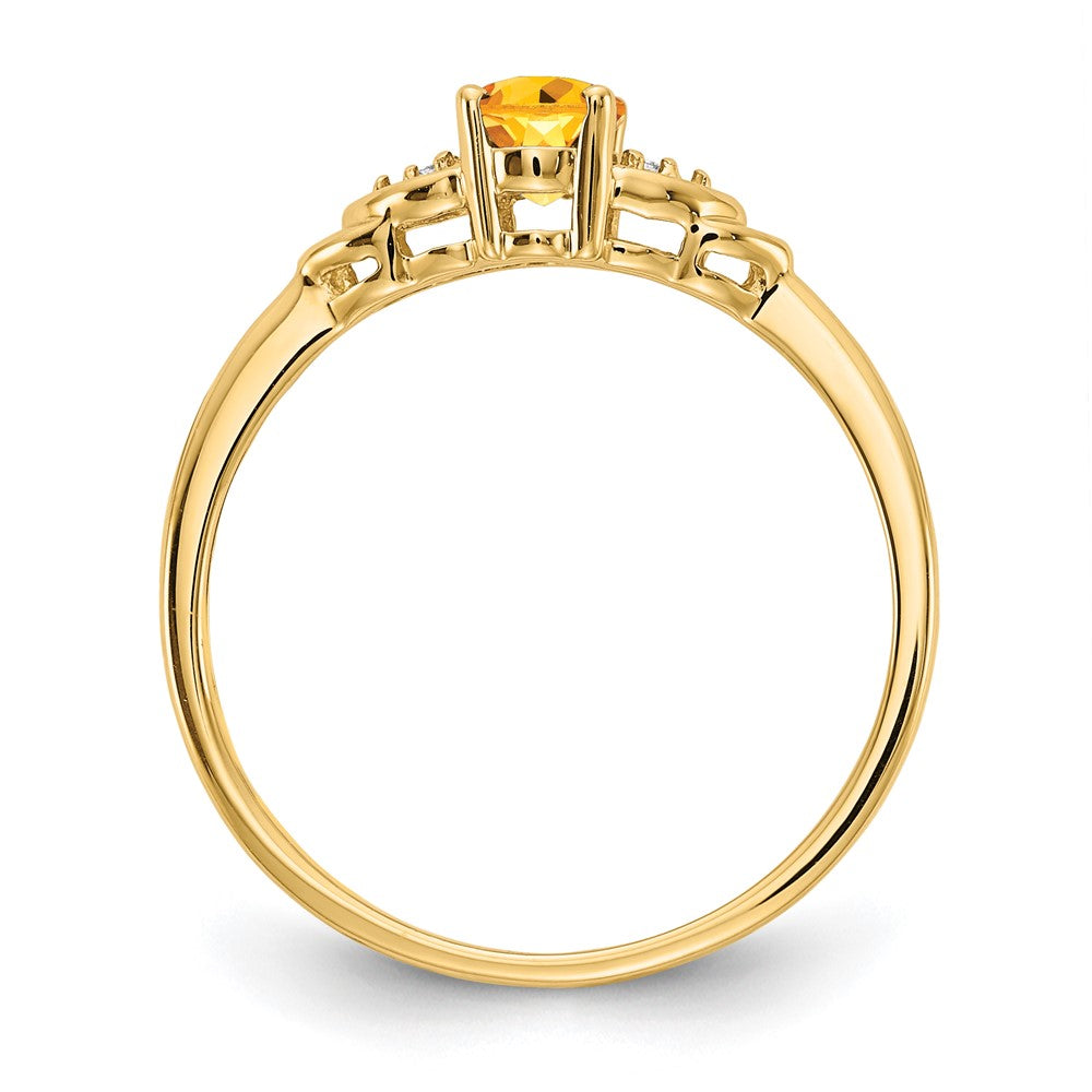 14K Yellow Gold Citrine and Real Diamond Ring