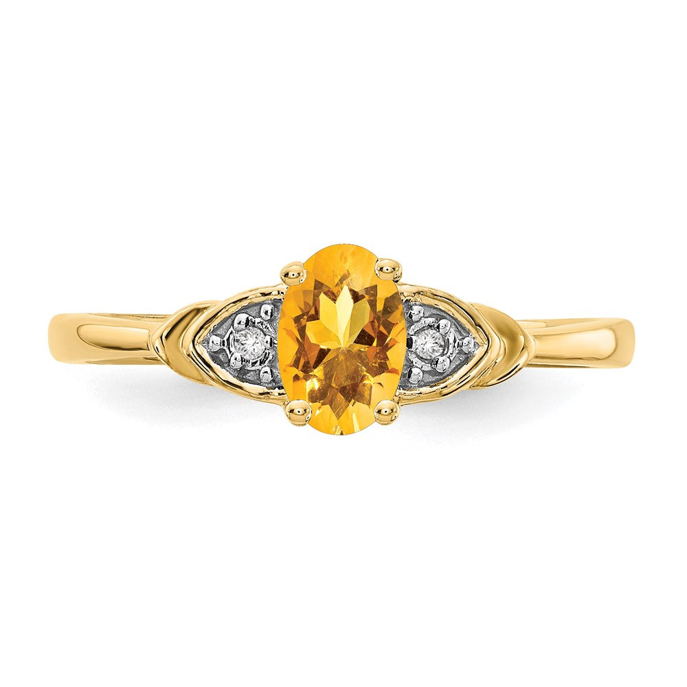 14K Yellow Gold Citrine and Real Diamond Ring