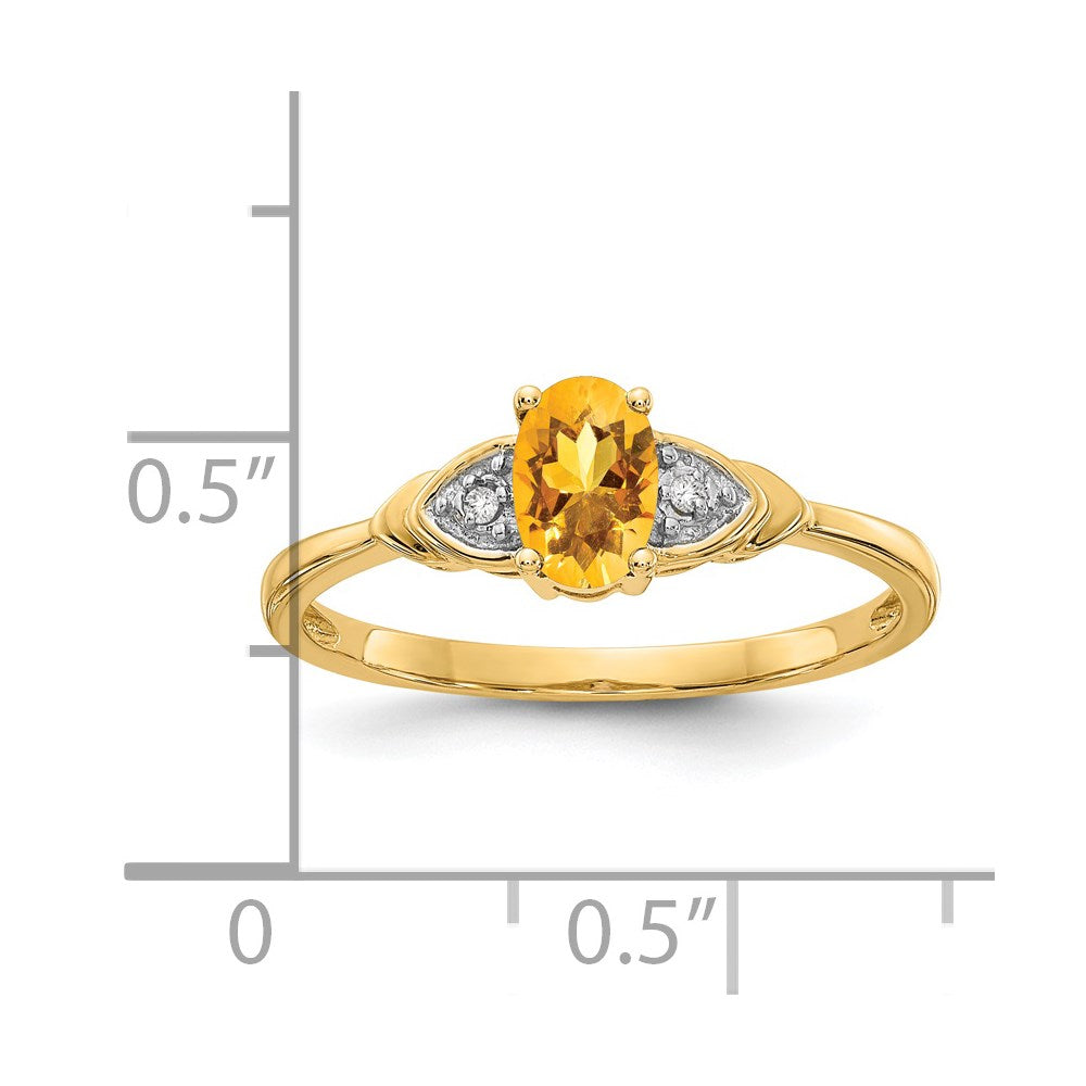 14K Yellow Gold Citrine and Real Diamond Ring