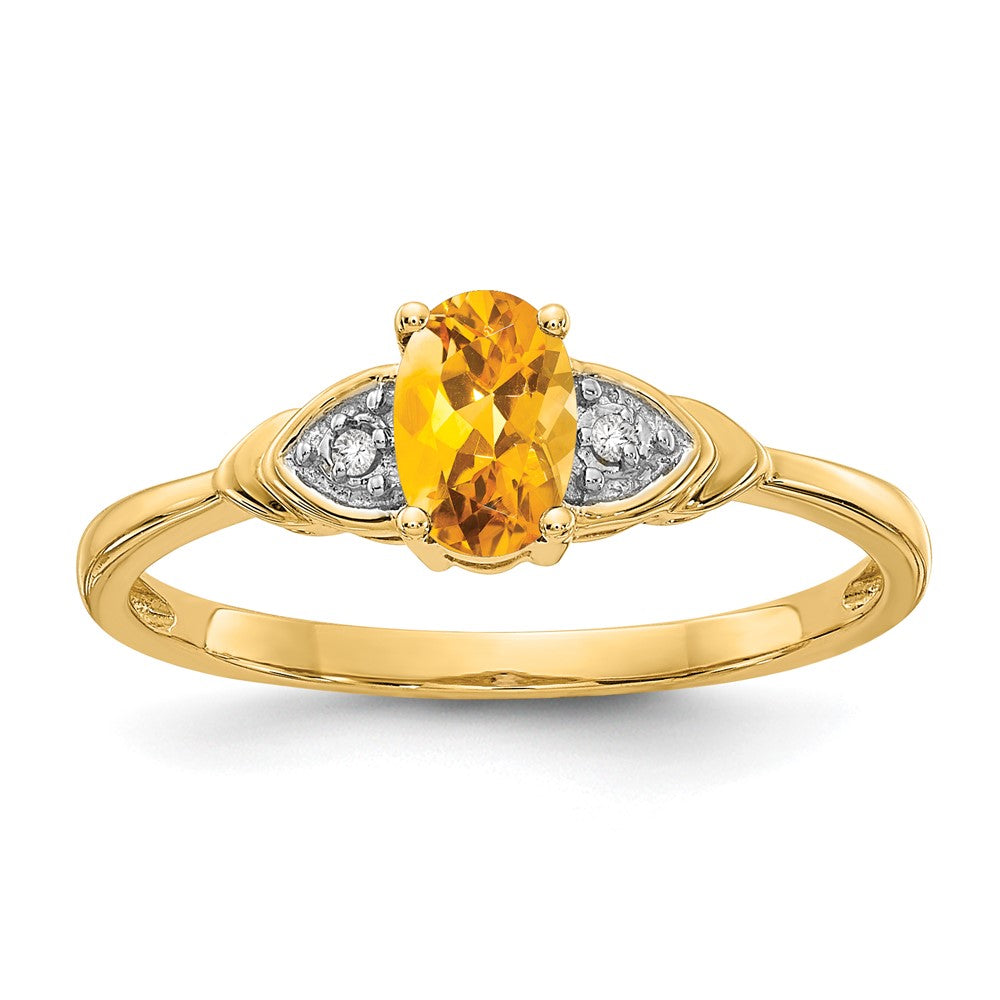 14K Yellow Gold Citrine and Real Diamond Ring