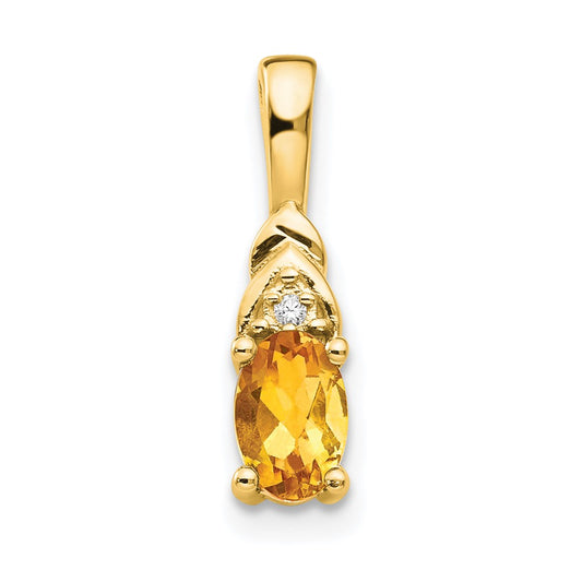 14K Diamond and Citrine Pendant