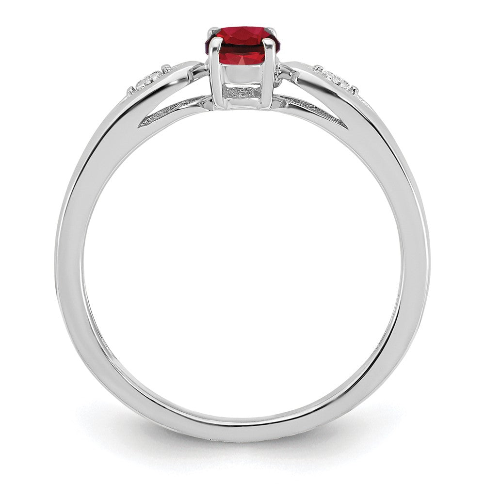 14k White Gold Garnet and Real Diamond Ring