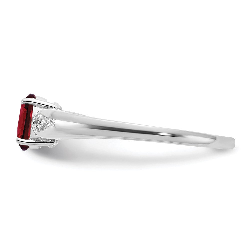 14k White Gold Garnet and Real Diamond Ring