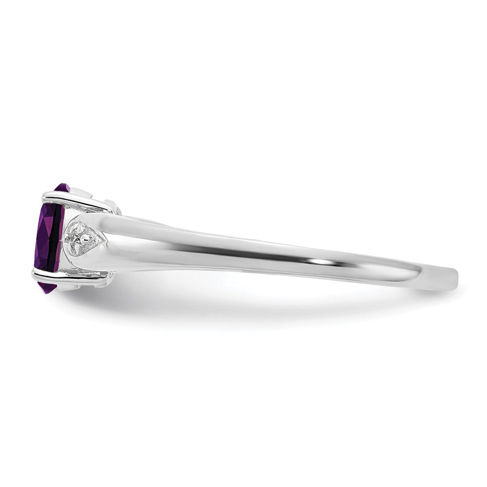 Solid 14k White Gold Simulated Amethyst and CZ Ring