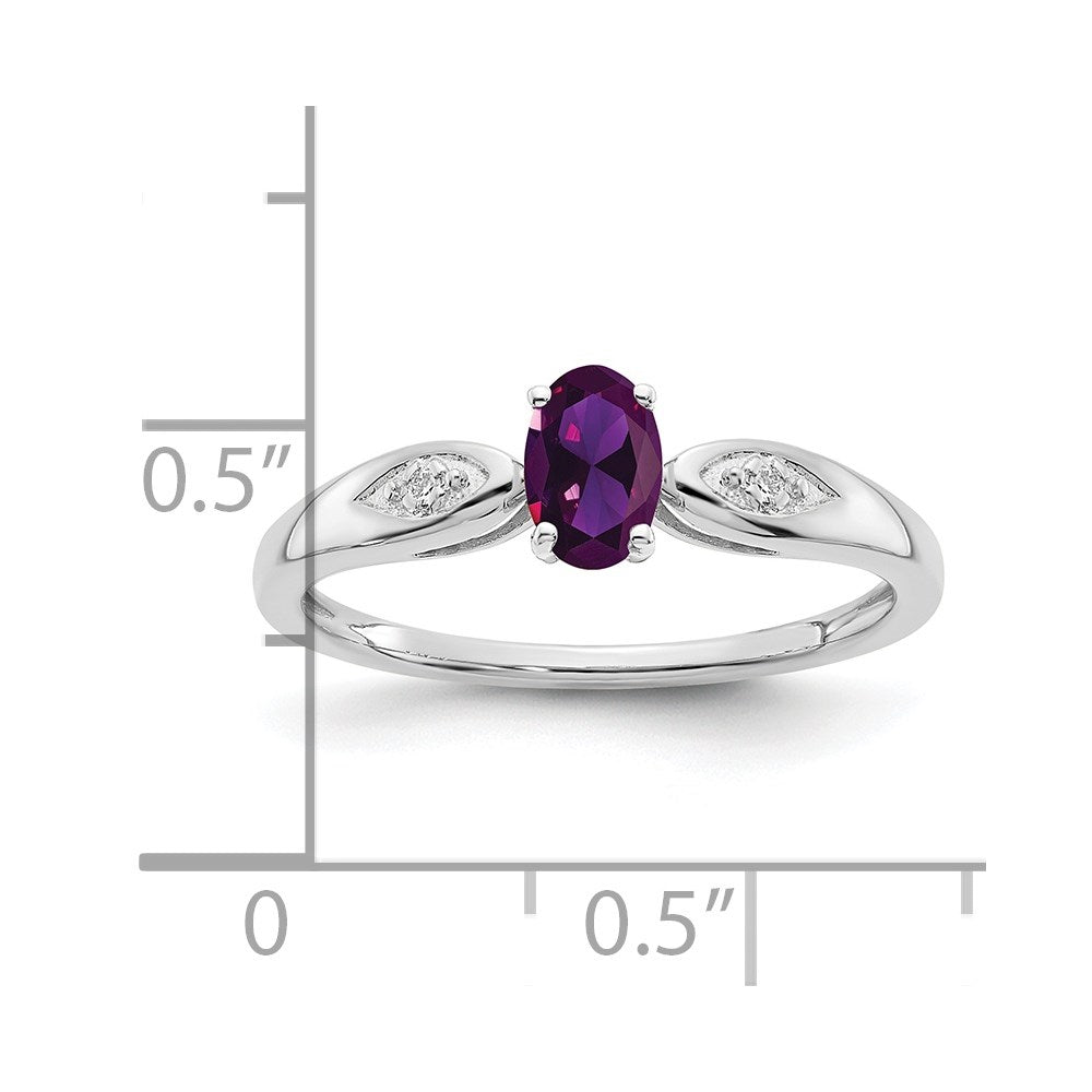 14k White Gold Amethyst and Real Diamond Ring