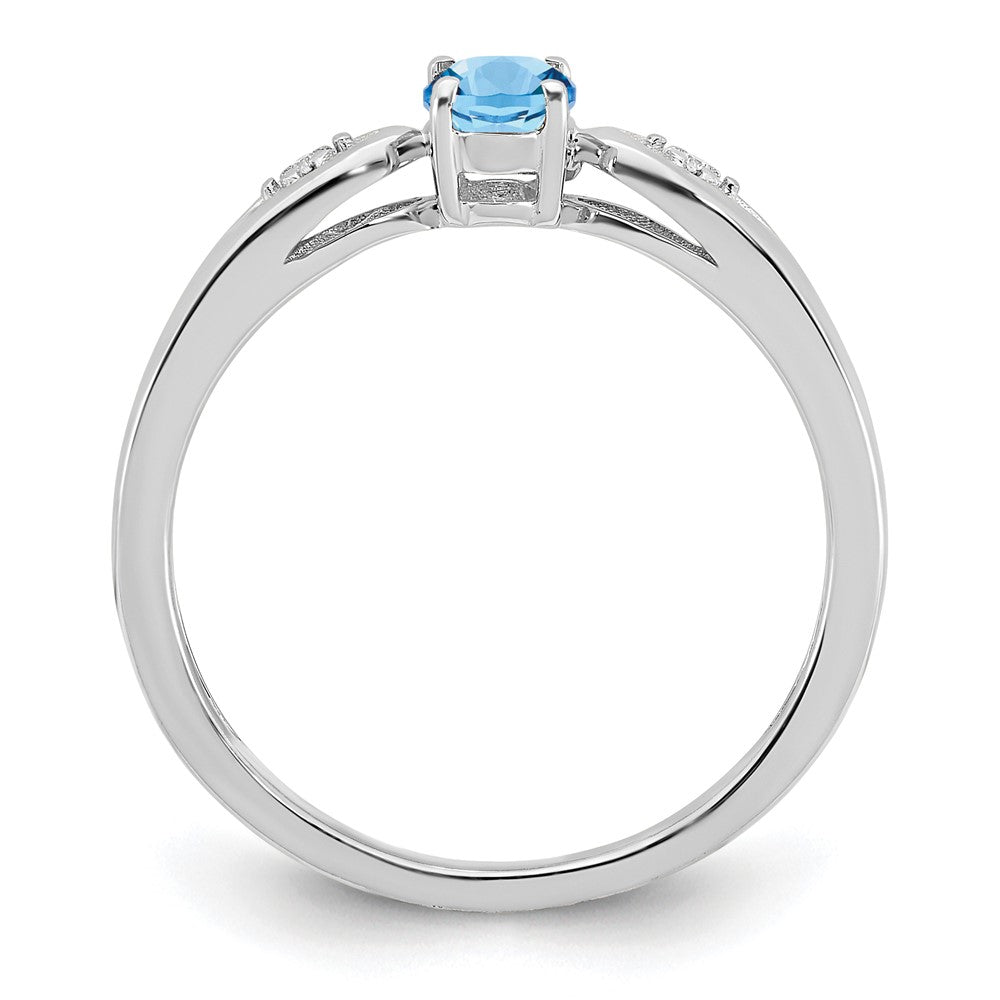 14k White Gold Aquamarine and Real Diamond Ring