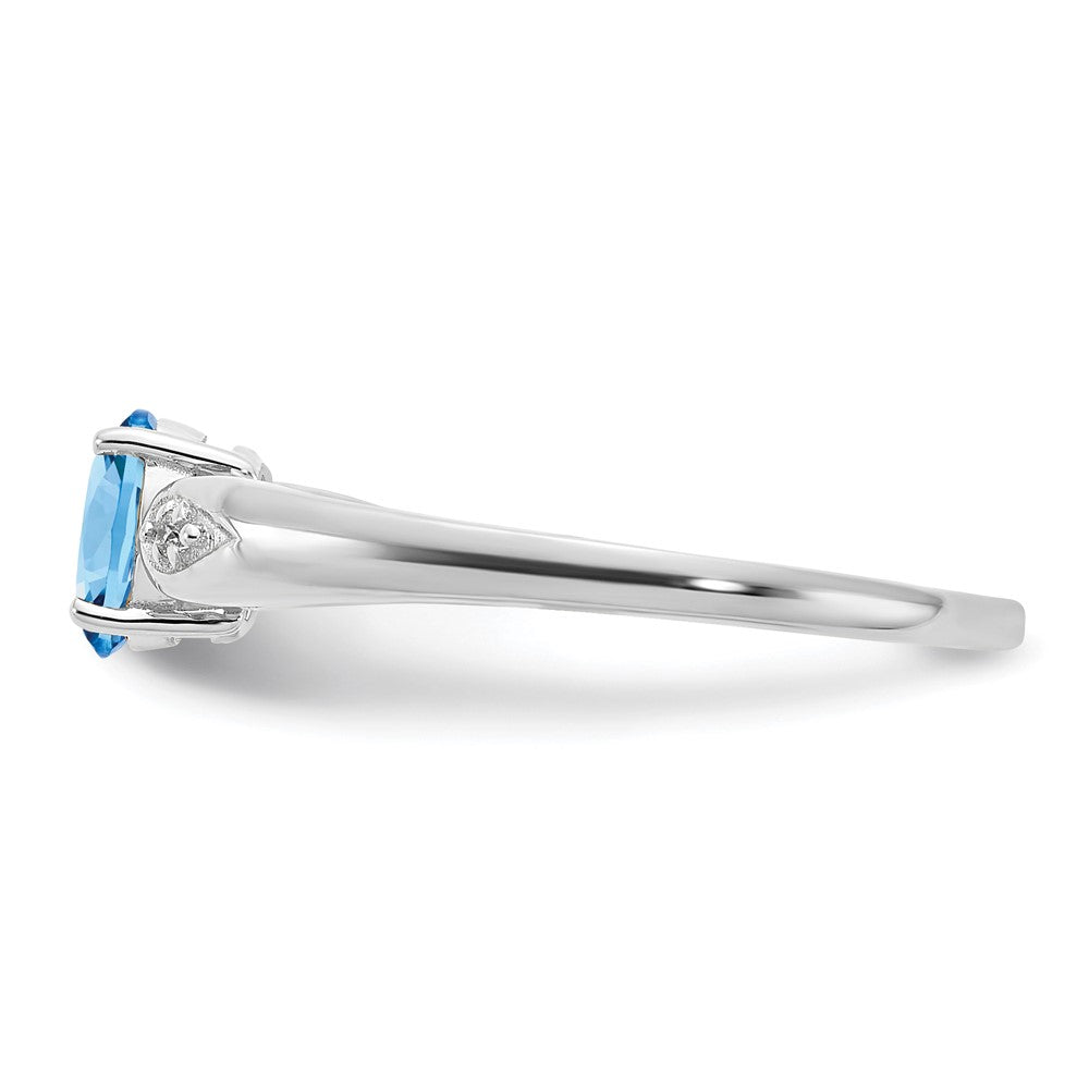 Solid 14k White Gold Simulated Aquamarine and CZ Ring