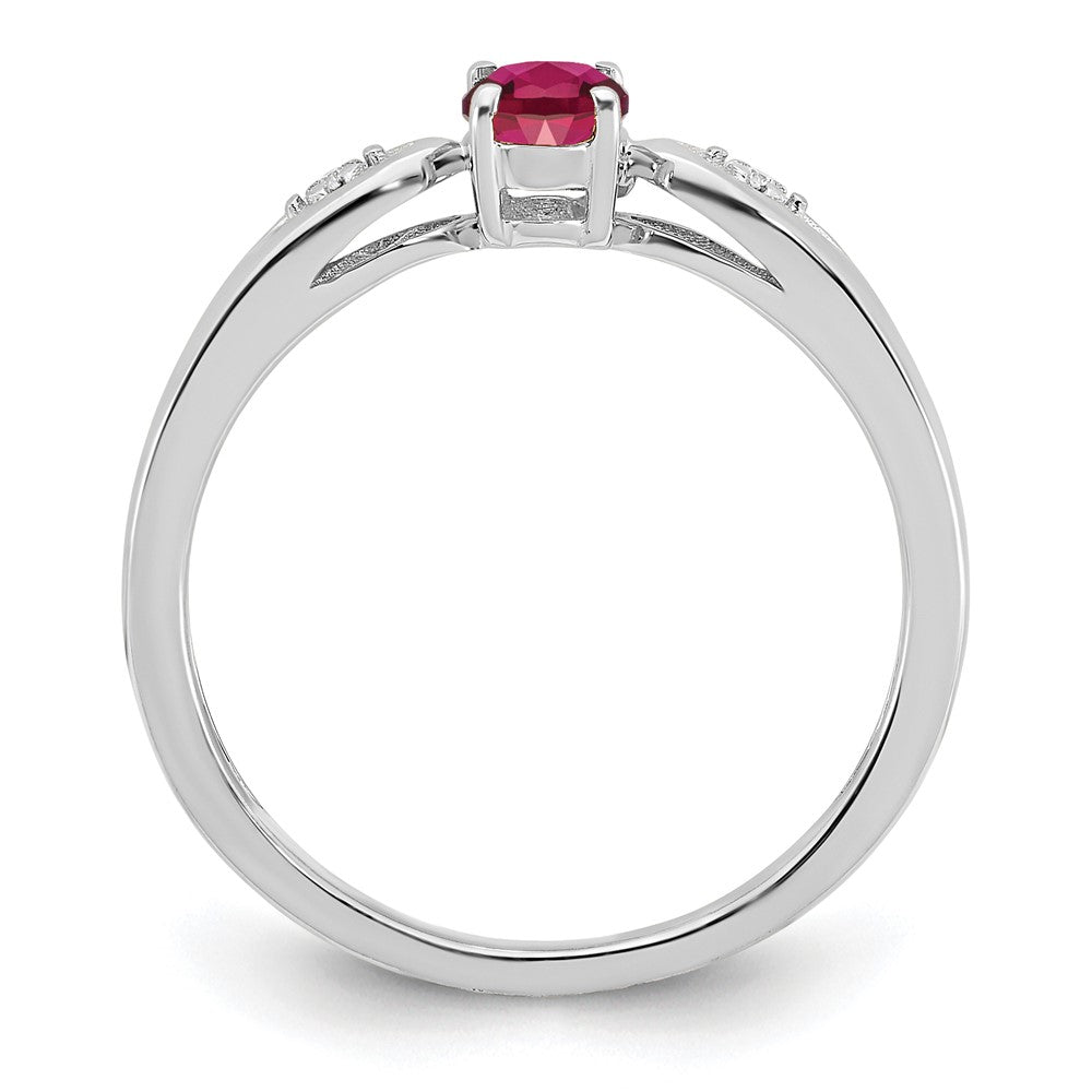 14k White Gold Ruby and Real Diamond Ring