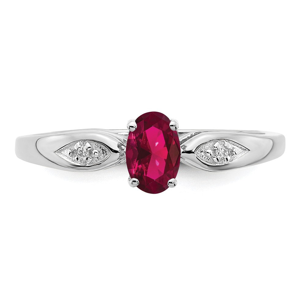 14k White Gold Ruby and Real Diamond Ring