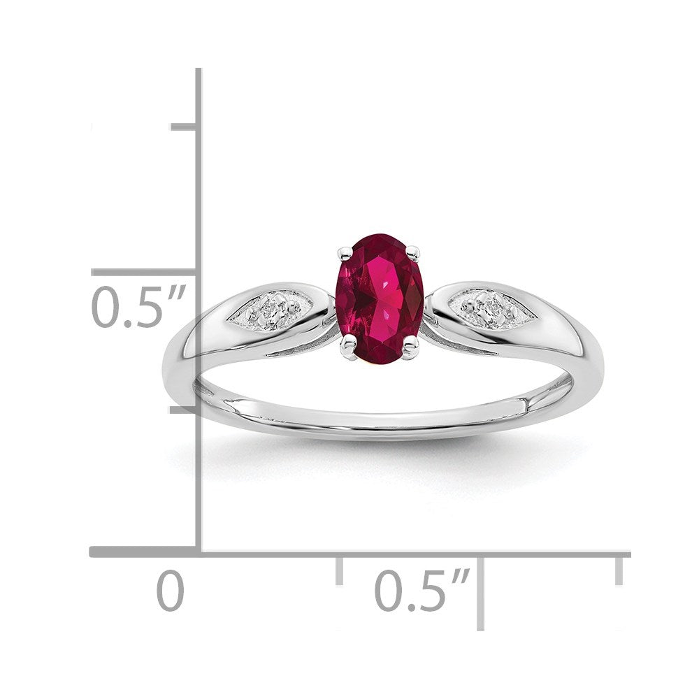 14k White Gold Ruby and Real Diamond Ring