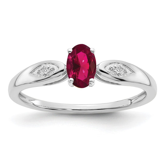 14k White Gold Ruby and Real Diamond Ring