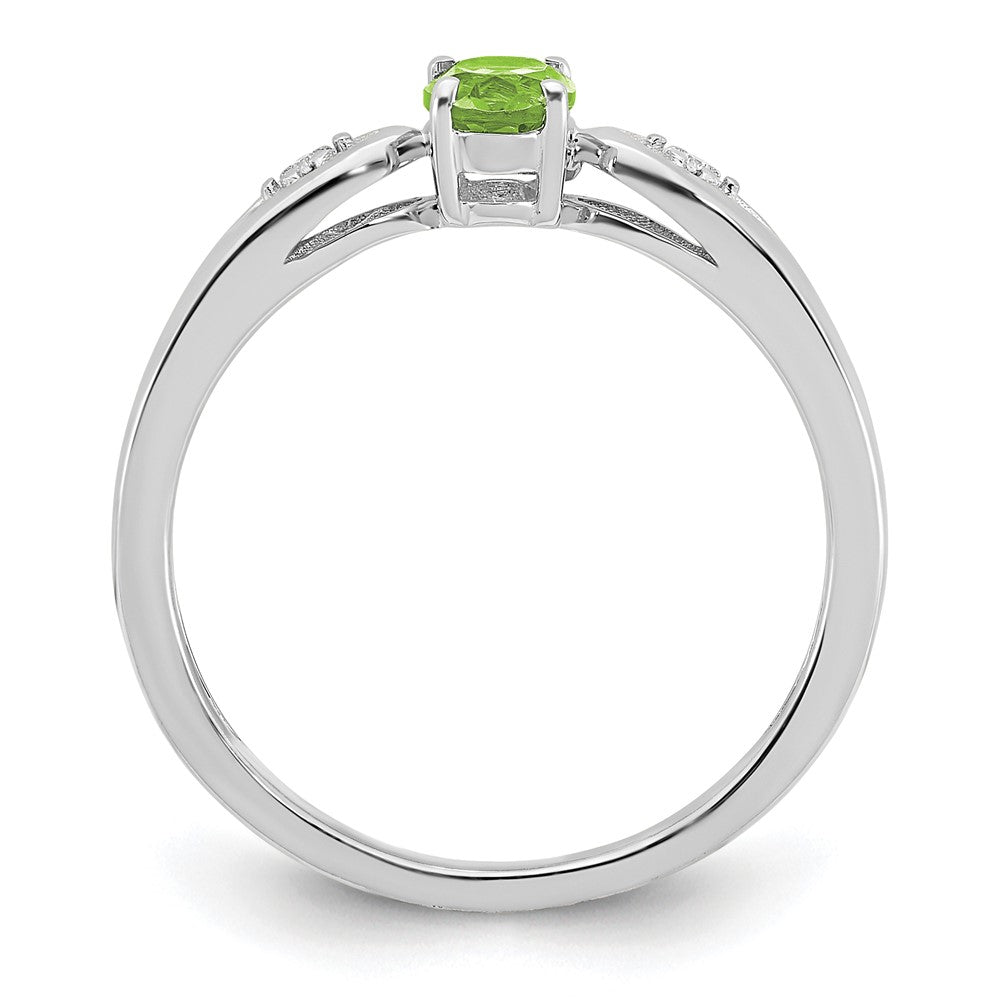 14k White Gold Peridot and Real Diamond Ring