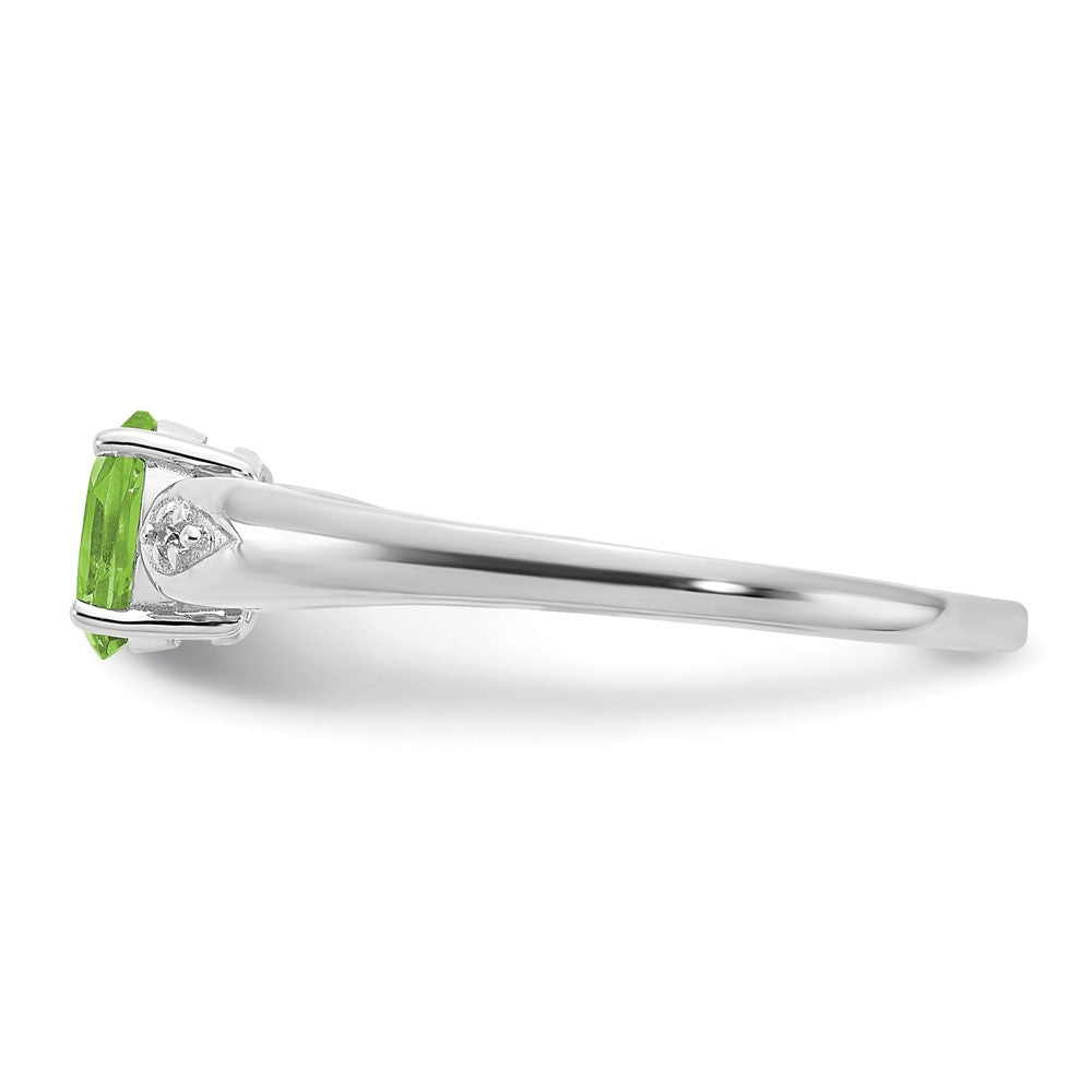 14k White Gold Peridot and Real Diamond Ring