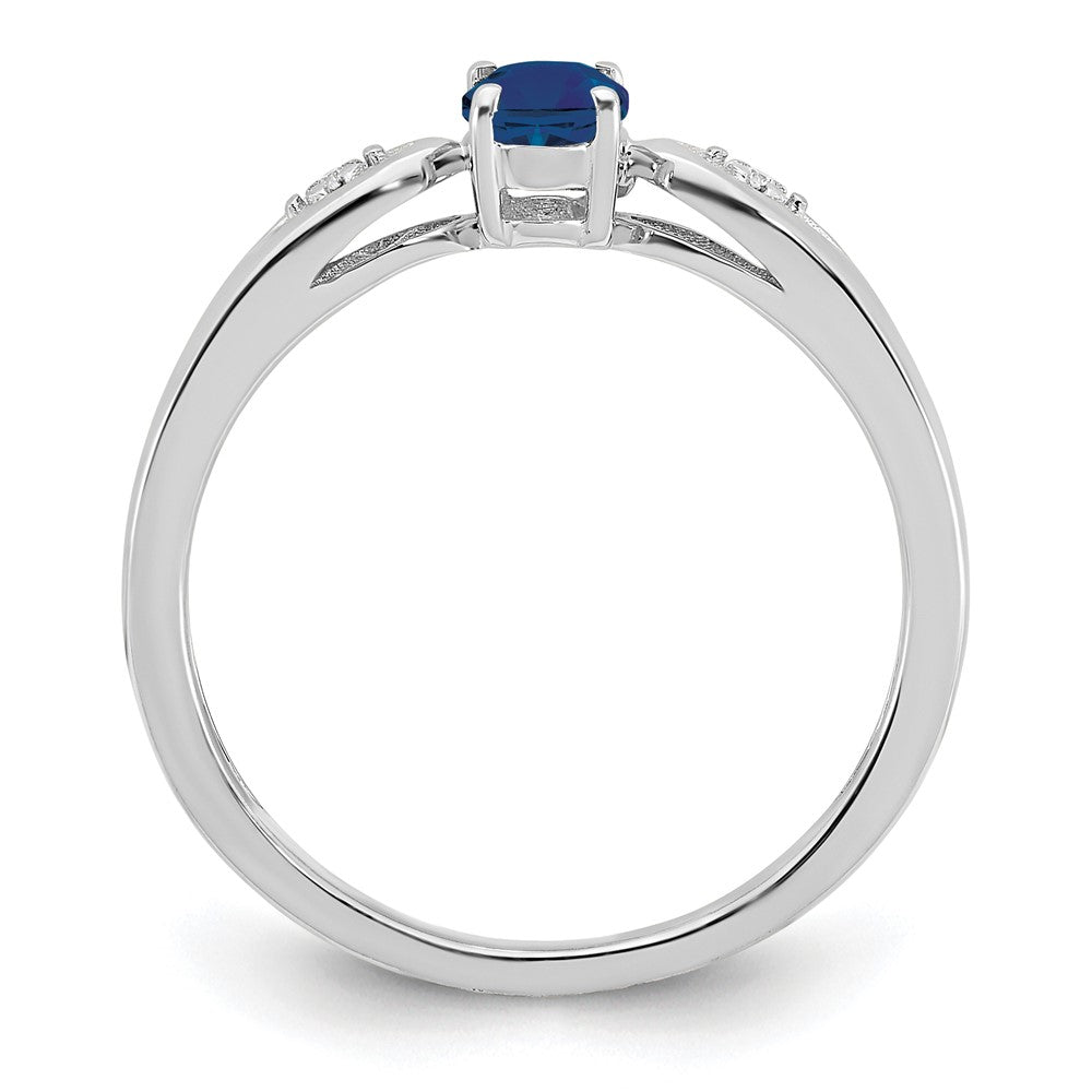 14k White Gold Sapphire and Real Diamond Ring