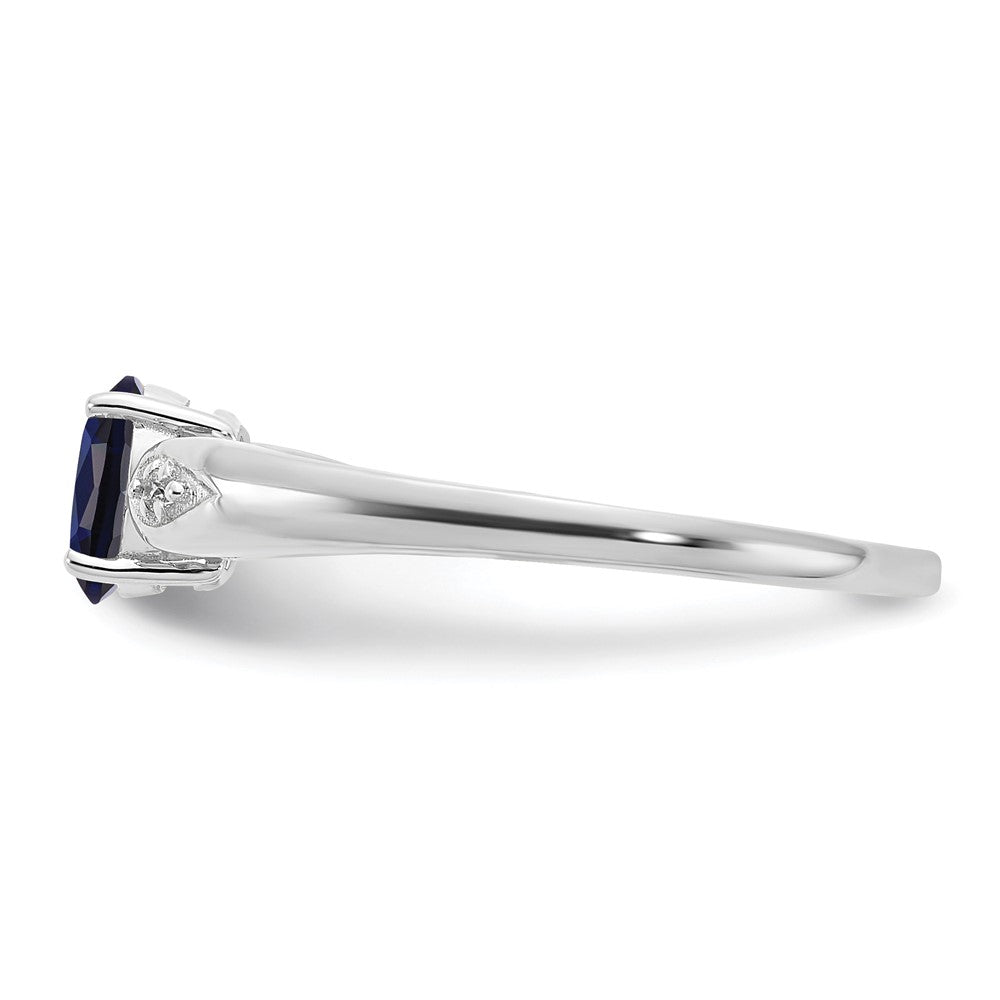 14k White Gold Sapphire and Real Diamond Ring