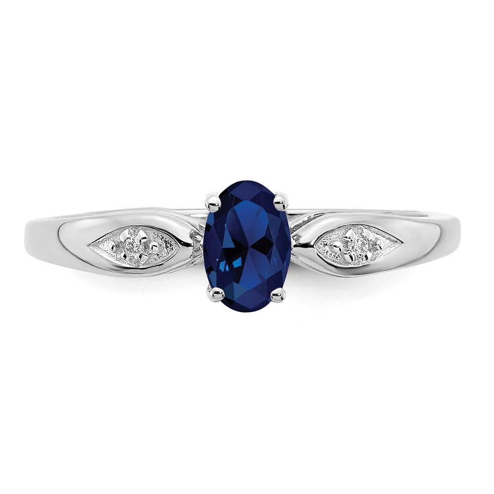 14k White Gold Sapphire and Real Diamond Ring