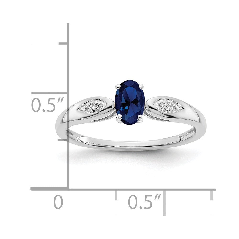 14k White Gold Sapphire and Real Diamond Ring