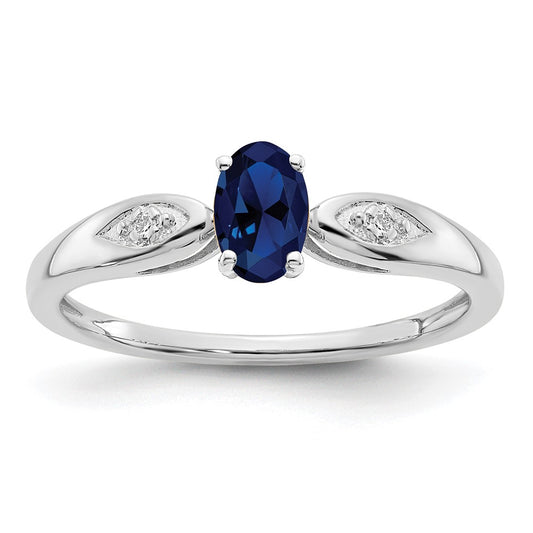 14k White Gold Sapphire and Real Diamond Ring