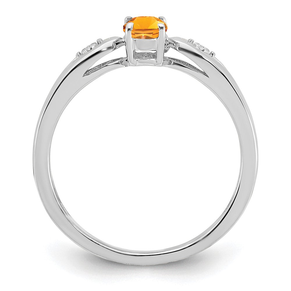 14k White Gold Citrine and Real Diamond Ring