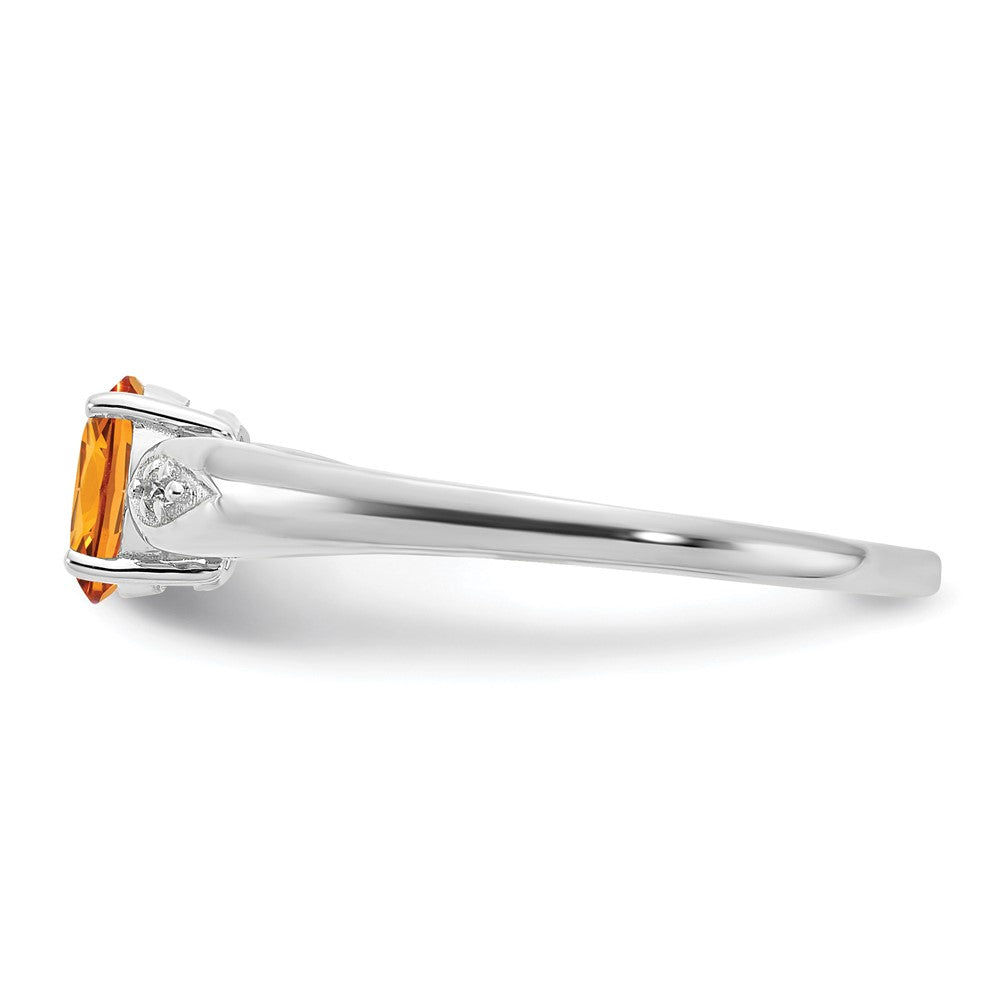 14k White Gold Citrine and Real Diamond Ring