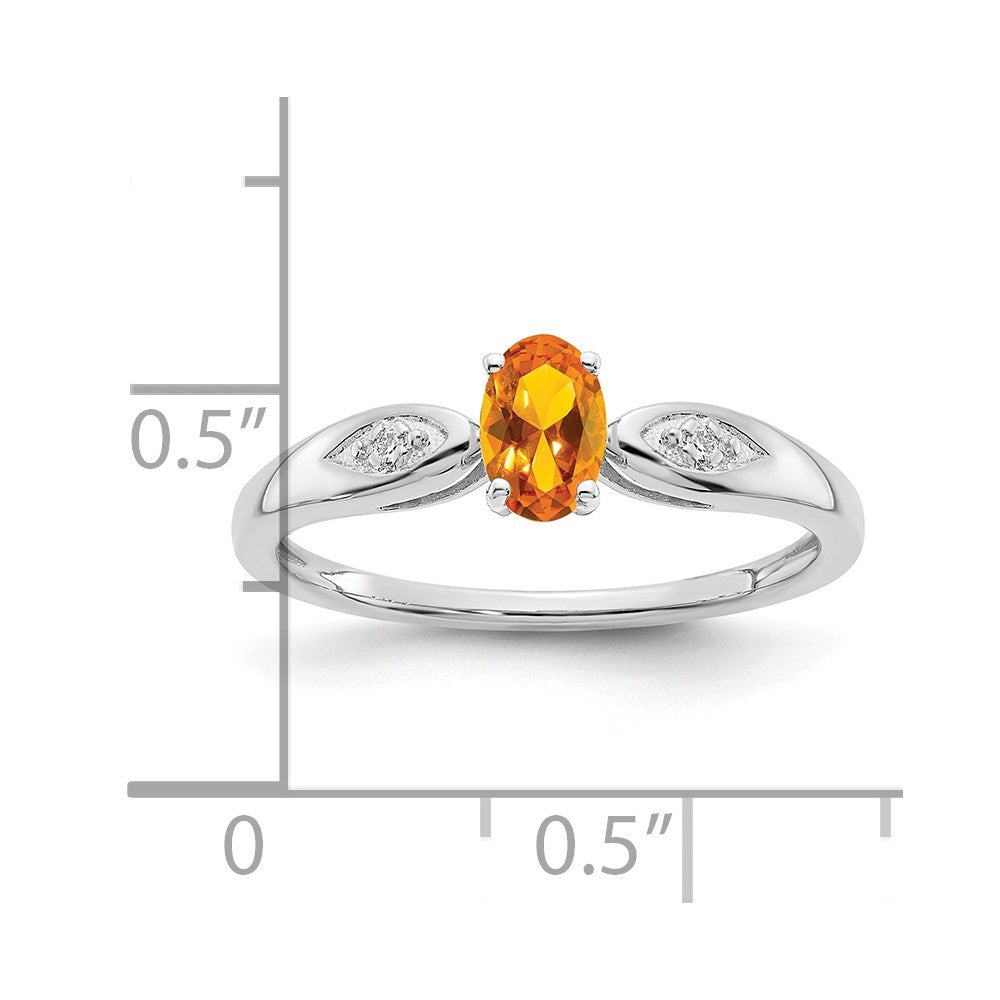 Solid 14k White Gold Simulated Citrine and CZ Ring