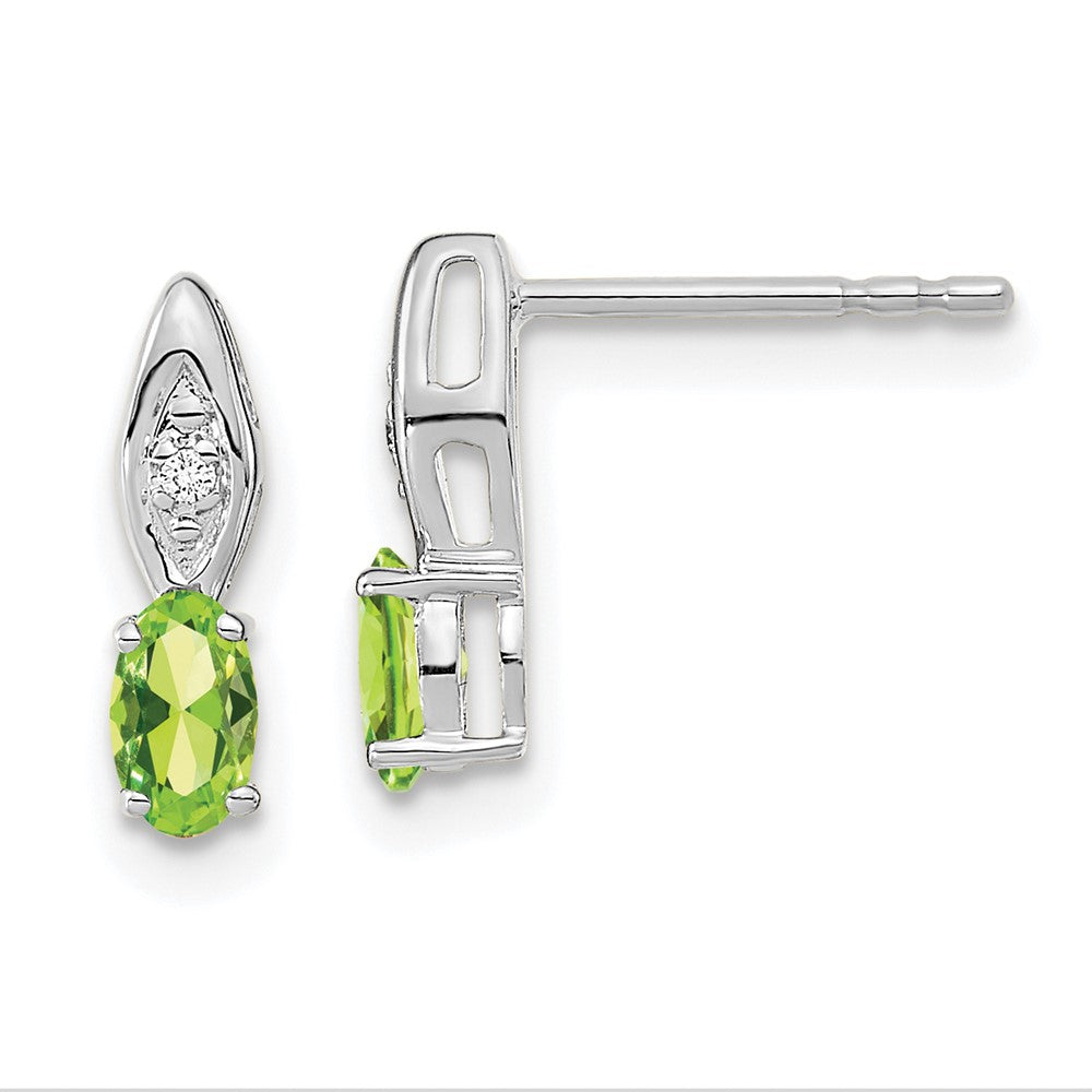 14k White Gold Peridot Diamond Earring