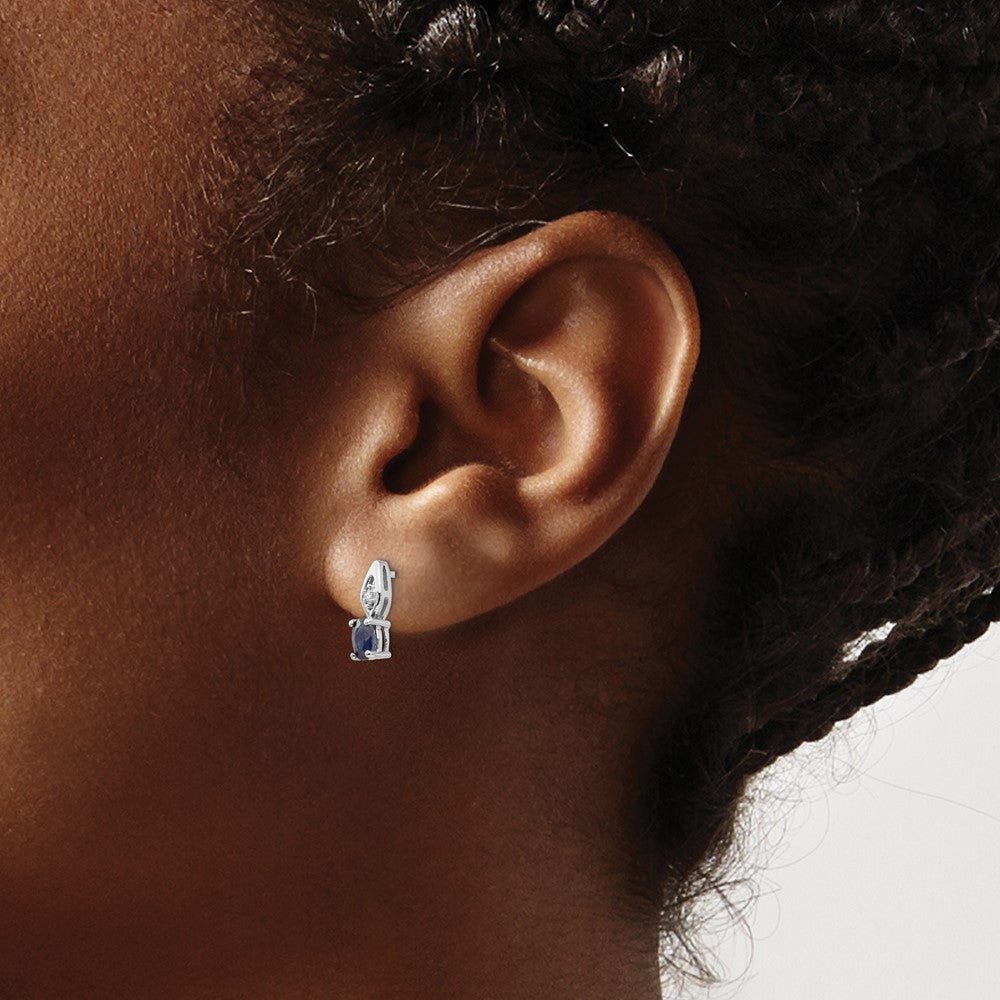 14k White Gold Sapphire Diamond Earring