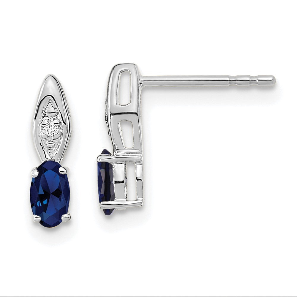 14k White Gold Sapphire Diamond Earring