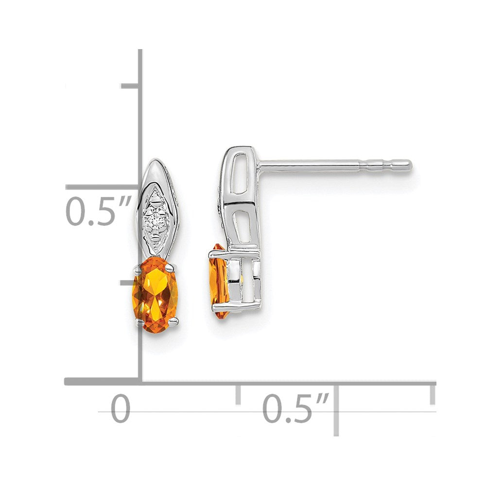 14k White Gold Citrine Diamond Earring