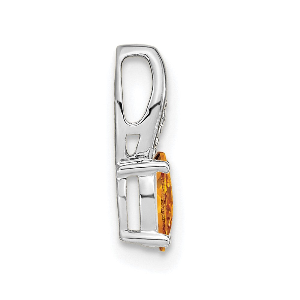 14k White Gold Citrine Diamond Pendant