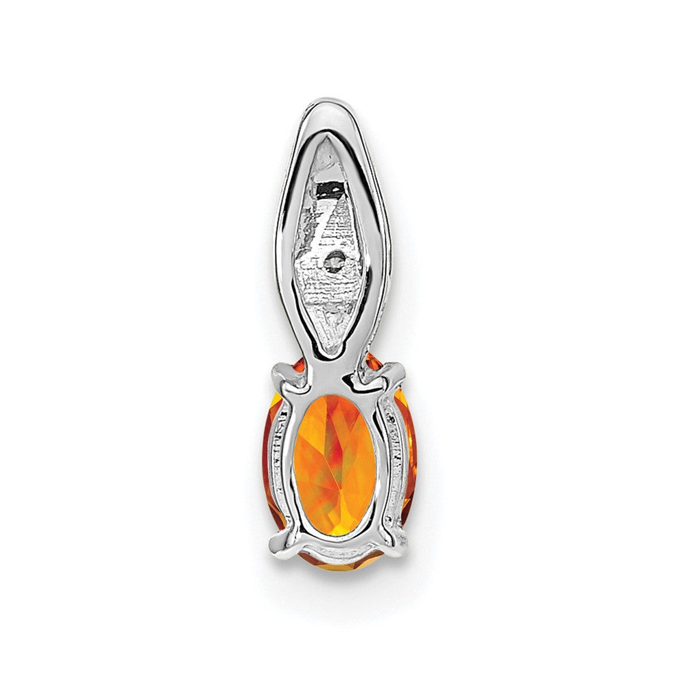 14k White Gold Citrine Diamond Pendant