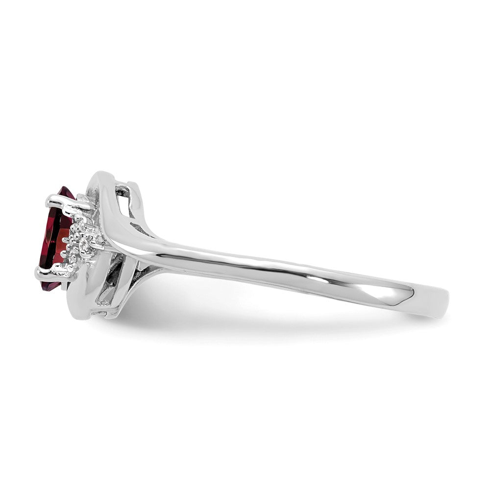 14k White Gold Garnet and Real Diamond Ring