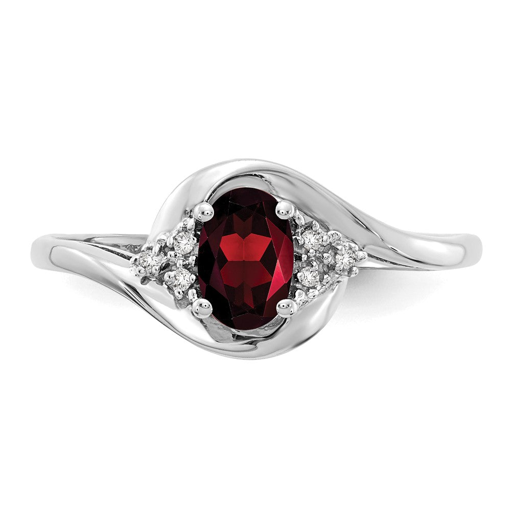 14k White Gold Garnet and Real Diamond Ring