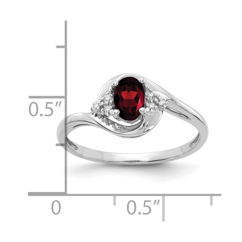 14k White Gold Garnet and Real Diamond Ring