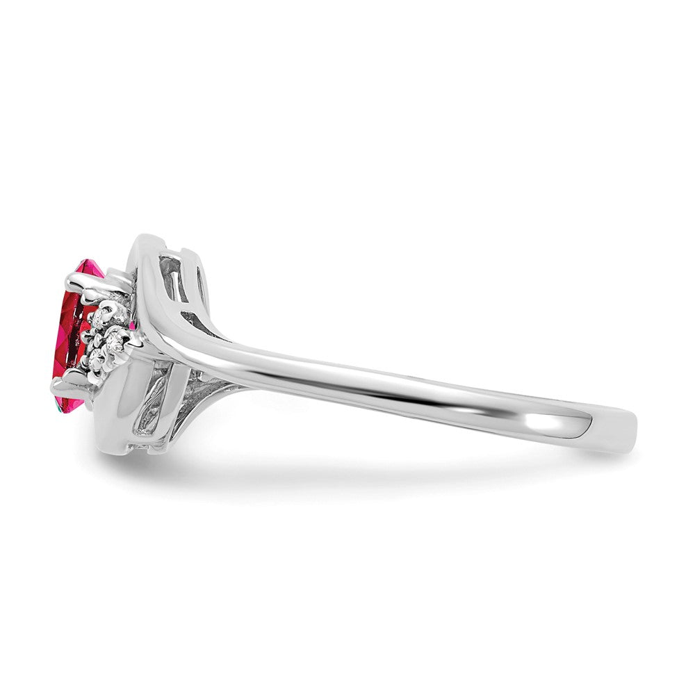 14k White Gold Ruby and Real Diamond Ring