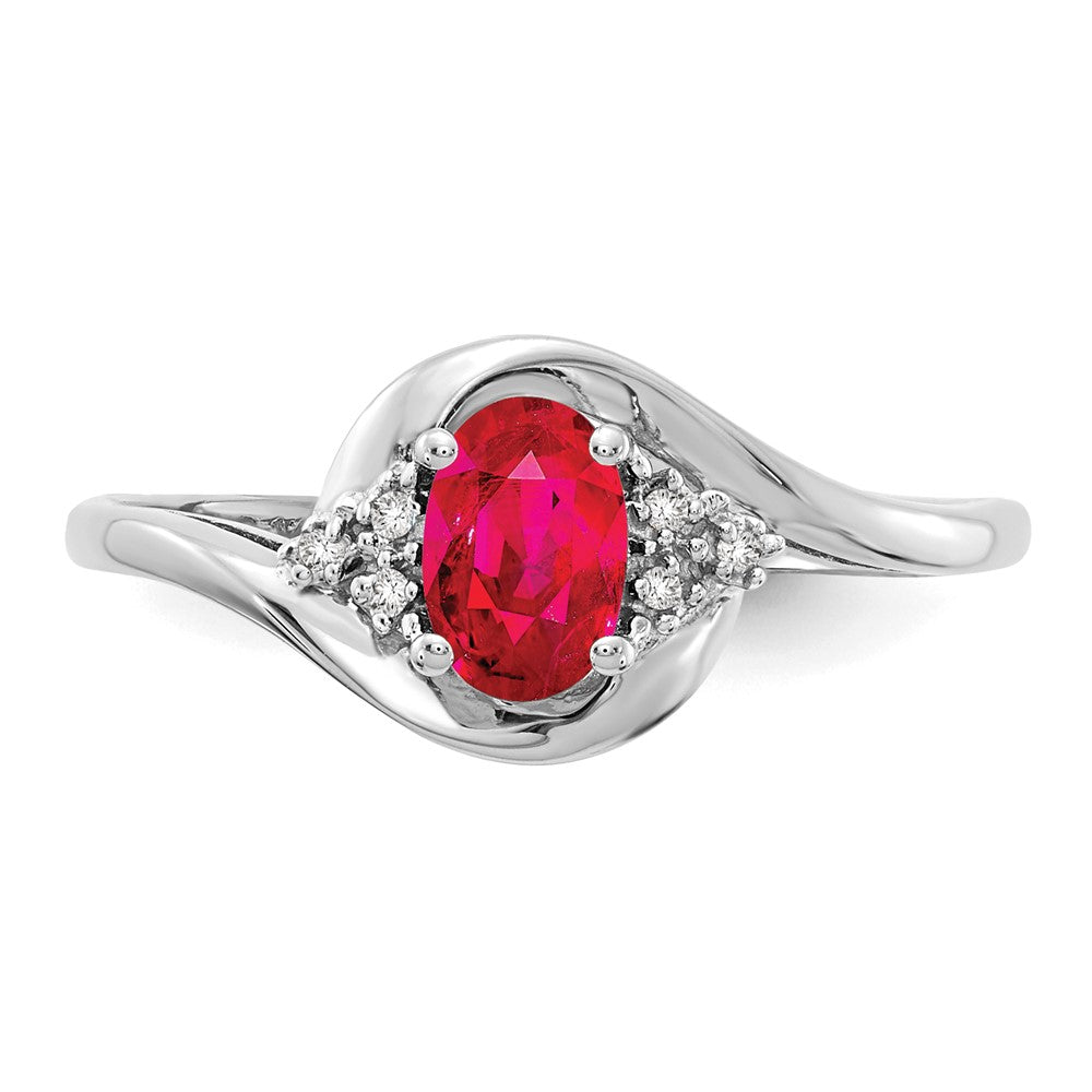 14k White Gold Ruby and Real Diamond Ring