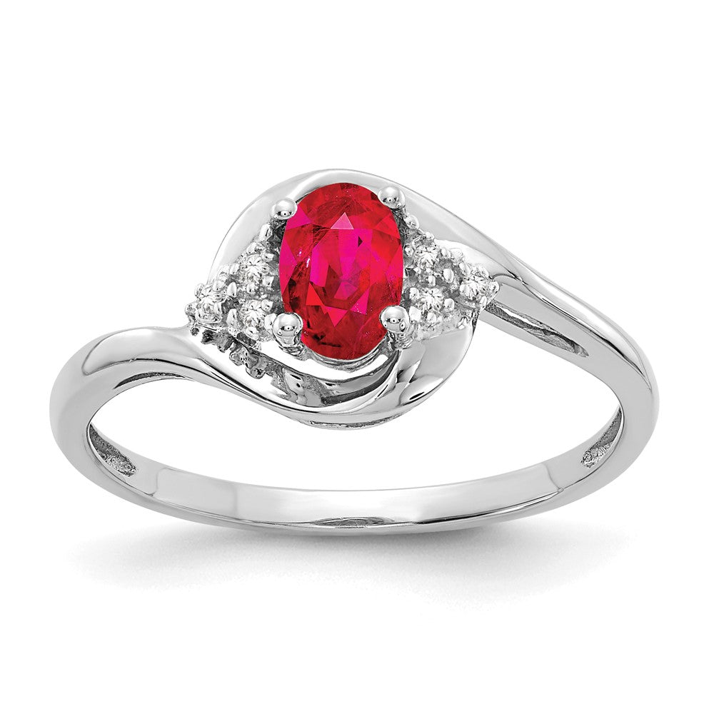 14k White Gold Ruby and Real Diamond Ring