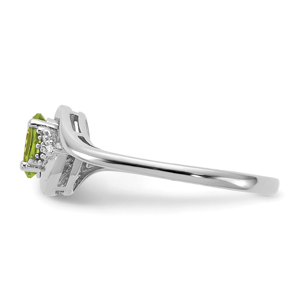 14k White Gold Peridot and Real Diamond Ring